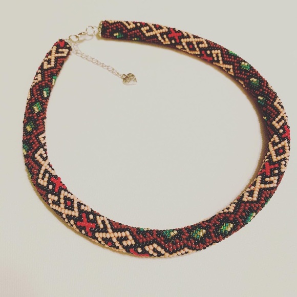 Handmade Seed Beads Crocheted Rope Necklace